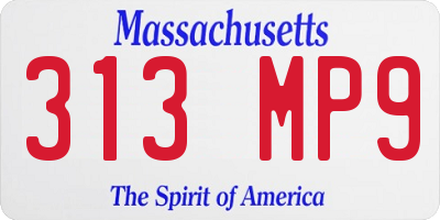 MA license plate 313MP9