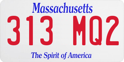 MA license plate 313MQ2