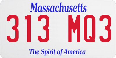 MA license plate 313MQ3