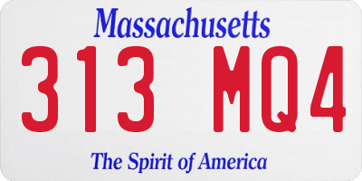 MA license plate 313MQ4