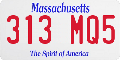 MA license plate 313MQ5