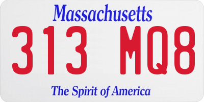 MA license plate 313MQ8