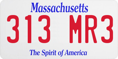 MA license plate 313MR3