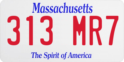 MA license plate 313MR7