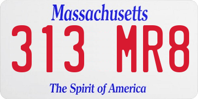 MA license plate 313MR8