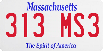 MA license plate 313MS3
