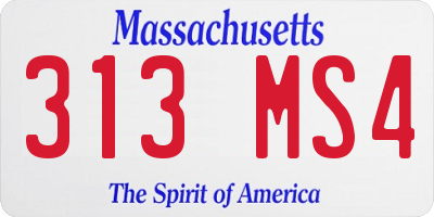 MA license plate 313MS4