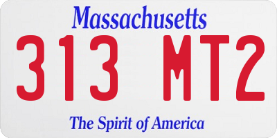 MA license plate 313MT2