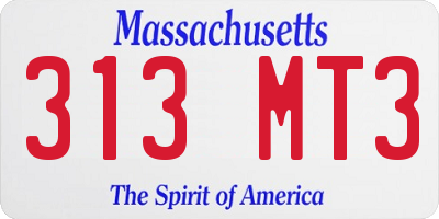 MA license plate 313MT3