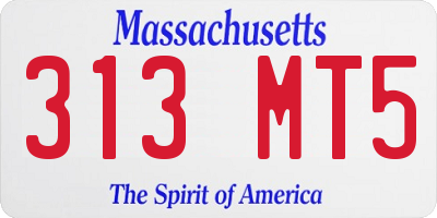 MA license plate 313MT5