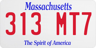 MA license plate 313MT7