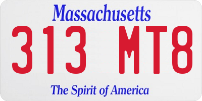 MA license plate 313MT8