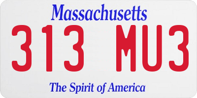 MA license plate 313MU3