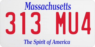 MA license plate 313MU4