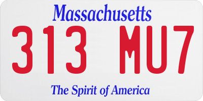MA license plate 313MU7