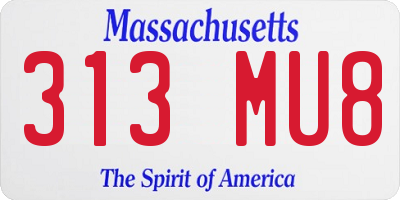 MA license plate 313MU8
