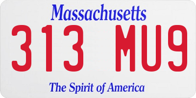 MA license plate 313MU9