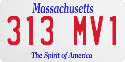 MA license plate 313MV1