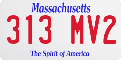 MA license plate 313MV2