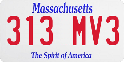 MA license plate 313MV3