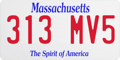 MA license plate 313MV5