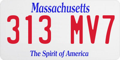 MA license plate 313MV7
