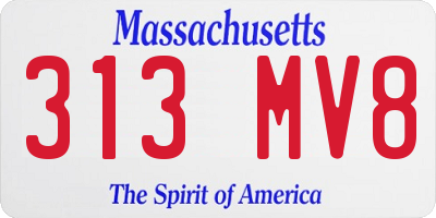 MA license plate 313MV8