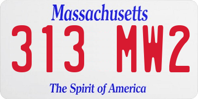 MA license plate 313MW2