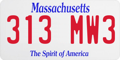 MA license plate 313MW3