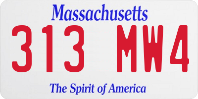 MA license plate 313MW4