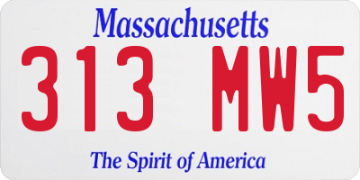 MA license plate 313MW5