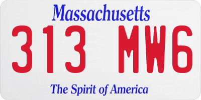 MA license plate 313MW6