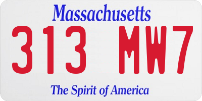 MA license plate 313MW7