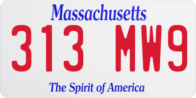 MA license plate 313MW9