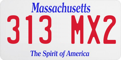 MA license plate 313MX2