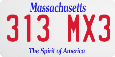 MA license plate 313MX3