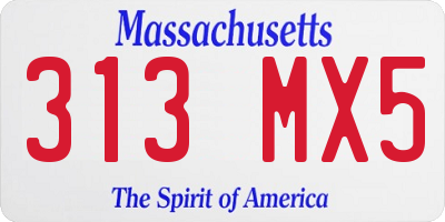 MA license plate 313MX5
