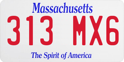 MA license plate 313MX6