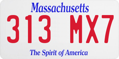 MA license plate 313MX7
