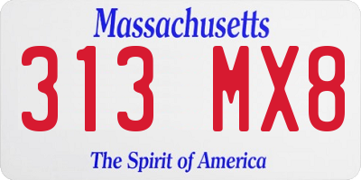 MA license plate 313MX8