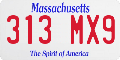 MA license plate 313MX9
