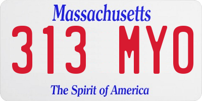 MA license plate 313MY0