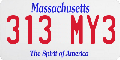 MA license plate 313MY3