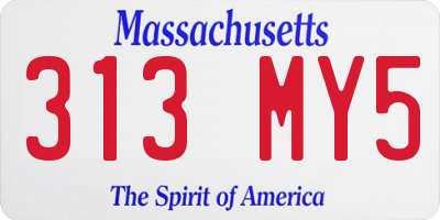 MA license plate 313MY5