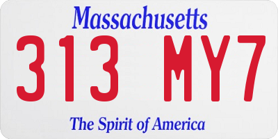 MA license plate 313MY7