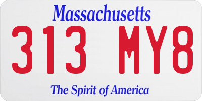 MA license plate 313MY8