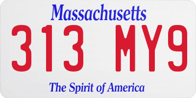 MA license plate 313MY9