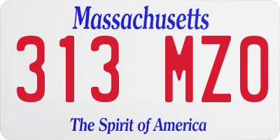 MA license plate 313MZ0