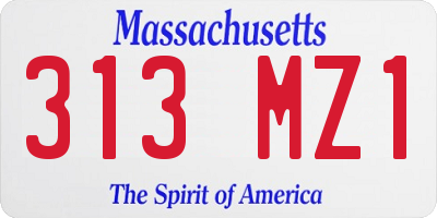 MA license plate 313MZ1