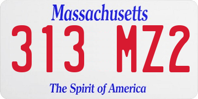 MA license plate 313MZ2